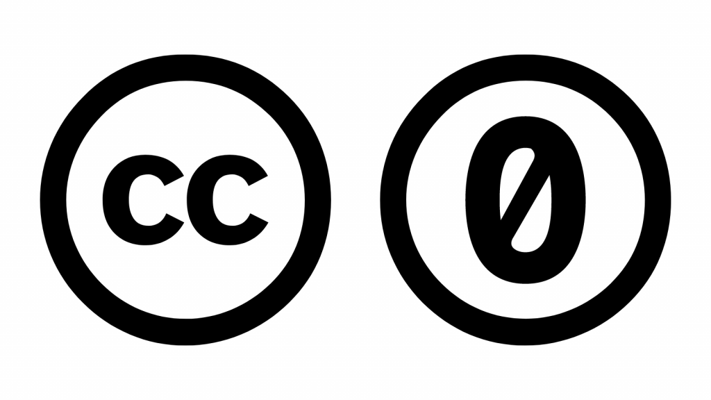 Black CC and CC0 logos side by side.