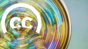 Colored swirls with the CC logo nestled between the colors.