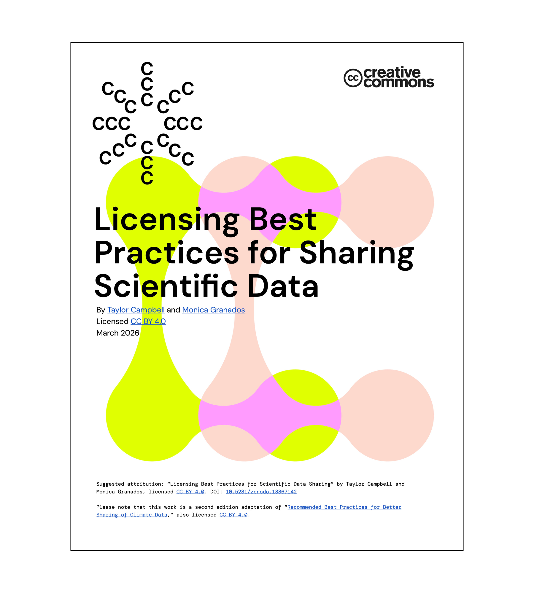 The cover of the report Licensing Best Practices for Sharing Scientific Data